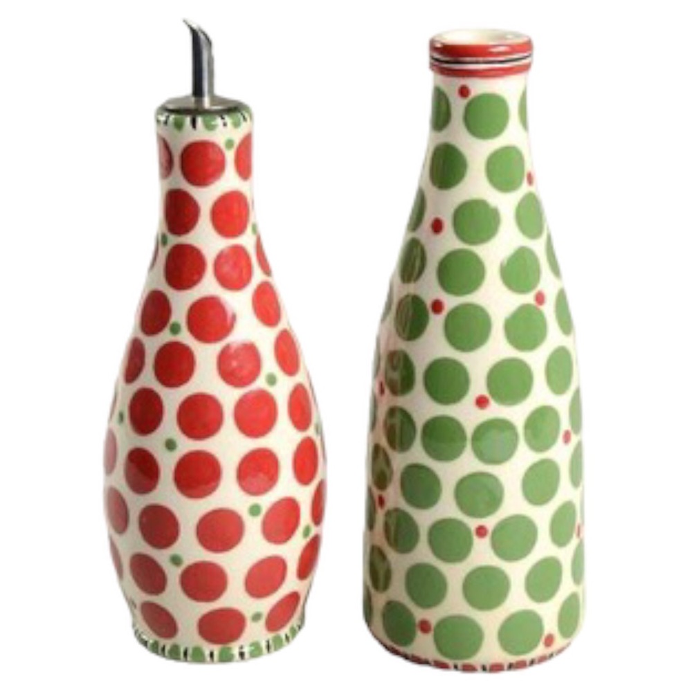 M. Bagwell's Simply Christmas Vinegar and Oil Cruet Set with Spouts NWOT